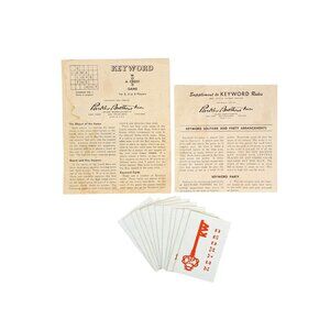 Vintage 1953 Keyword Board Game Replacement Cards & Instructions Parker Brothers